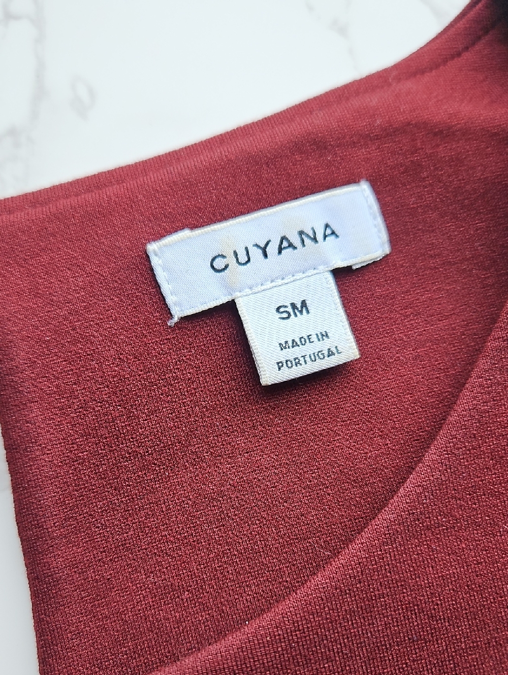 Cuyana Maroon Ponte Short-Sleeve Shift Mini Dress SM - Picture 2 of 8
